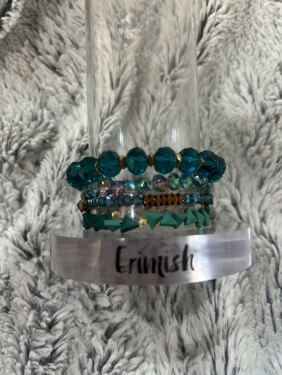 Erimish Jewelry - Erimish Teal and Gold Beaded Bracelet Stack